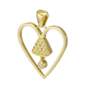Equine14K .75" Diamond Pendant - Gold