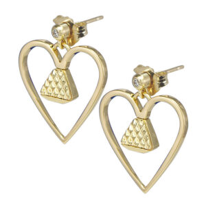Equine14K .75" Earrings -Gold with Diamonds