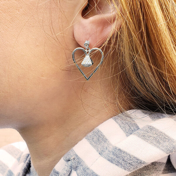 Equine .75" Dangle Earrings with Cubic Zirconia - Silver - Image 2