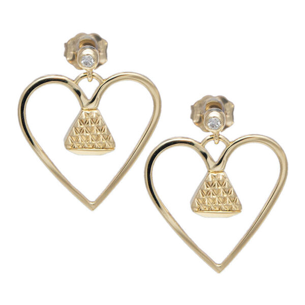 Equine14K .75" Earrings -Gold with Diamonds - Image 3