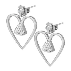 Equine .75" Dangle Earrings with Cubic Zirconia - Silver