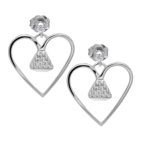 Equine .75" Dangle Earrings with Cubic Zirconia - Silver - Image 3
