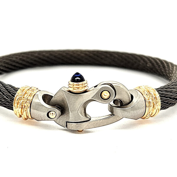 Live Wire 6.5mm Cable Bracelet with Mariner's Clasp® and 14K Gold Ferrules - Image 2