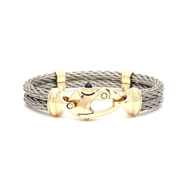 Nouveau Braid® 4.5mm Double Cable Bracelet with 14K Gold Mariner's Clasp® and Caps - Image 2