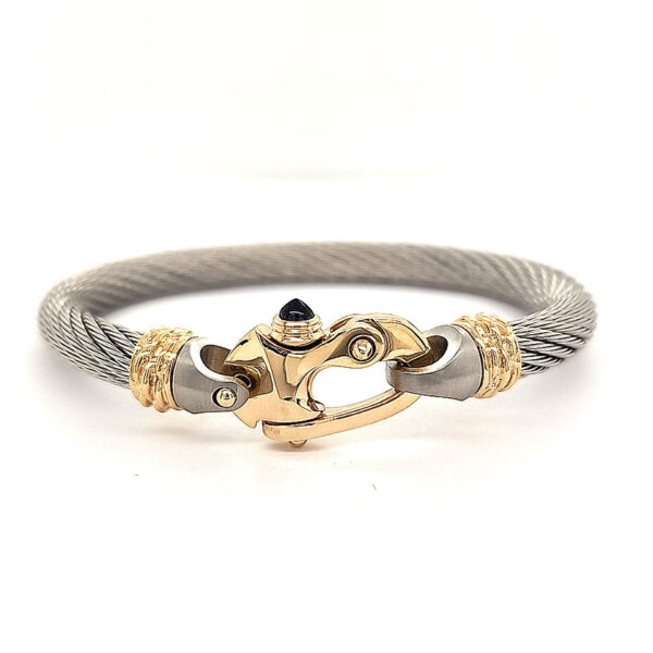 Live Wire 6.5mm Cable Bracelet with Gold Mariner's Clasp® and Ferrules - Image 3