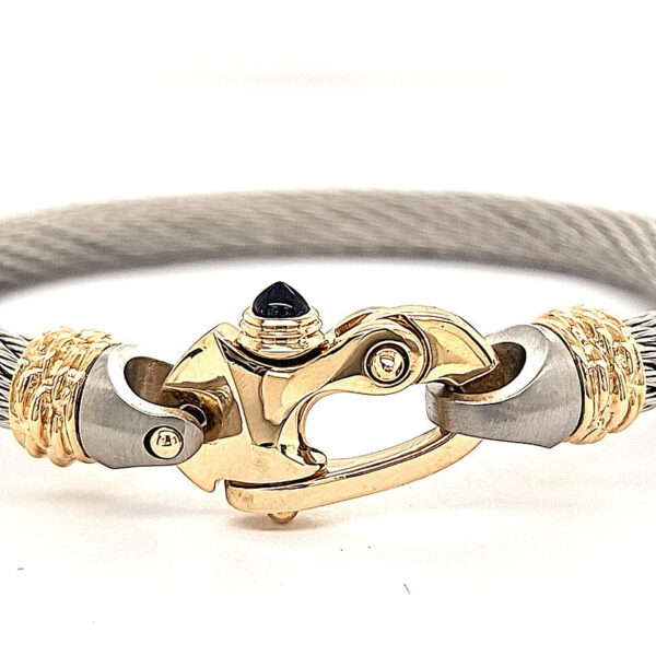 Live Wire 6.5mm Cable Bracelet with Gold Mariner's Clasp® and Ferrules - Image 4