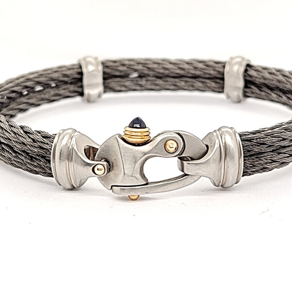 Nouveau Braid® 4.5mm Double Cable Bracelet with Mariner's Clasp® & 14KY Accents - Image 3