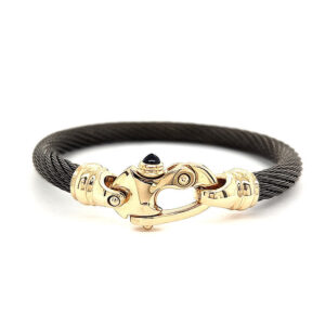 Live Wire 6.5mm Cable Bracelet with 14K Yellow Gold Mariner's Clasp