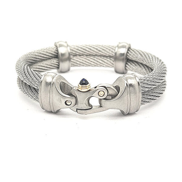 Live Wire 6.5mm Double Cable Bracelet with Mariner's Clasp® & 14KY Accents - Image 2