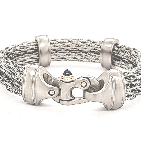 Nouveau Braid® 6.5mm Double Cable Bracelet with Mariner's Clasp® & 14KY Accents - Image 4