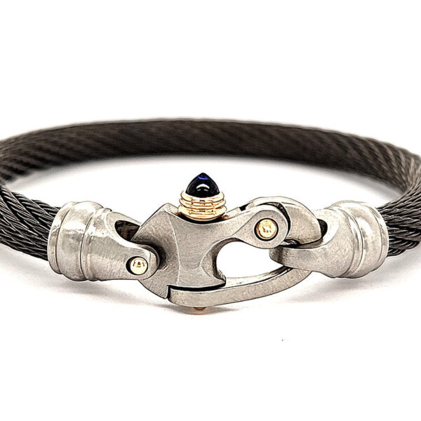 Live Wire 6.5mm Cable Bracelet with Mariner's Clasp® and 14K Gold Accents - Image 2