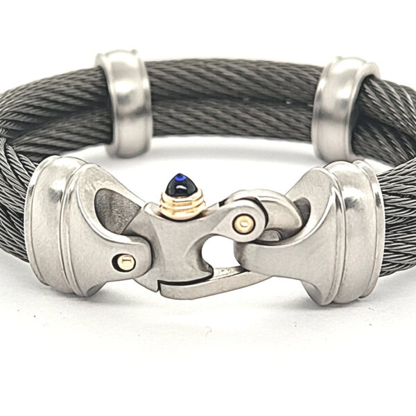 Live Wire 6.5mm Double Cable Bracelet with Mariner's Clasp® & 14KY Accents - Image 3