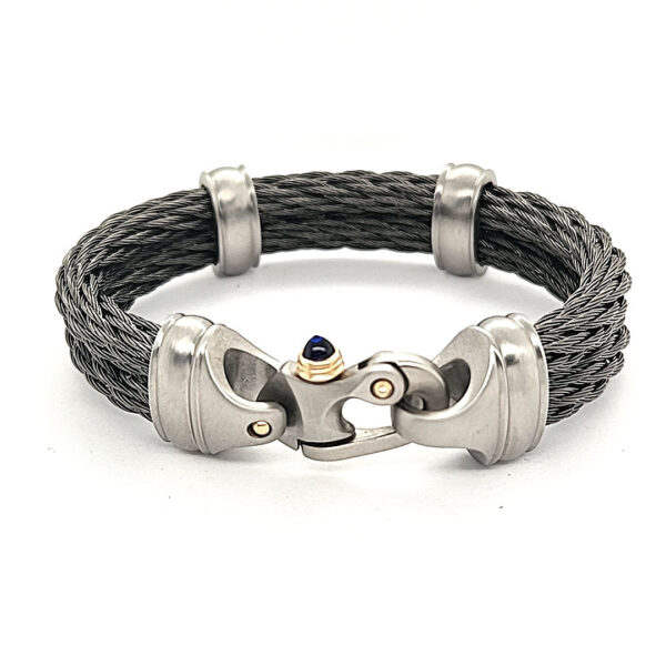 Nouveau Braid® 6.5mm Double Cable Bracelet with Mariner's Clasp® & 14KY Accents - Image 3