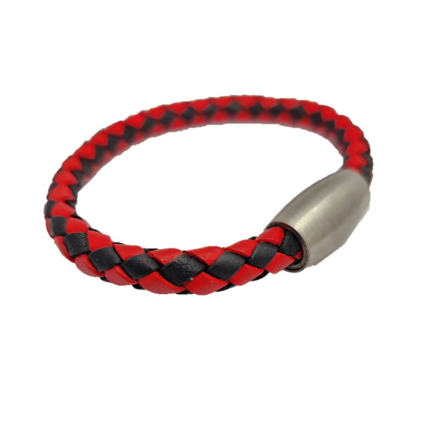 Team Color Bolo Braid Leather Bracelet with Magnetic Clasp - Image 2