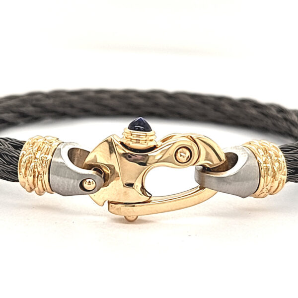 Nouveau Braid® 6.5mm Cable Bracelet with 14KT Gold Mariner's Clasp® and 14KT Ferrules - Image 2