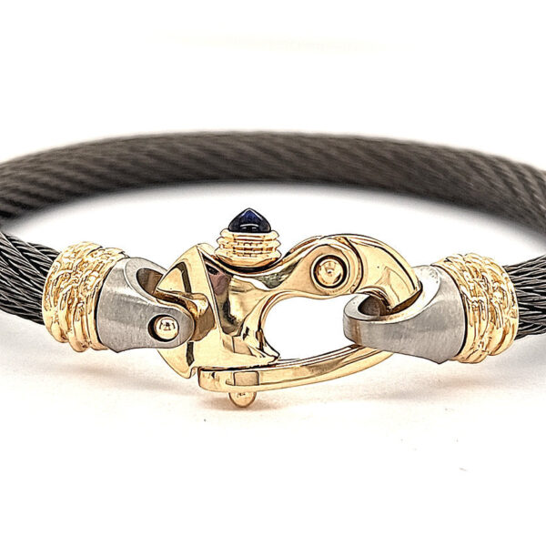 Live Wire 6.5mm Cable Bracelet with Gold Mariner's Clasp® and Ferrules - Image 2