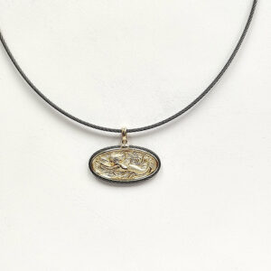 Fairform Flyer 14ky Gold, 32mm Pendant w/Titanium Border and Necklace