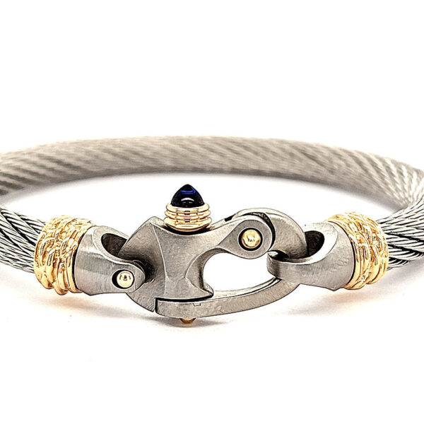 Live Wire 6.5mm Cable Bracelet with Mariner's Clasp® and 14K Gold Ferrules - Image 4