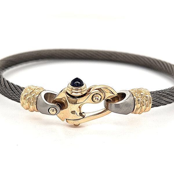 Live Wire 4.5mm Cable Bracelet with 14KY Gold Mariner's Clasp® and 14KY Gold Ferrules - Image 2