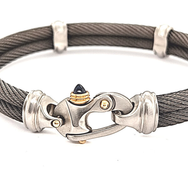 Live Wire 4.5mm Double Cable Bracelet with Mariner's Clasp® & 14KY Accents - Image 2