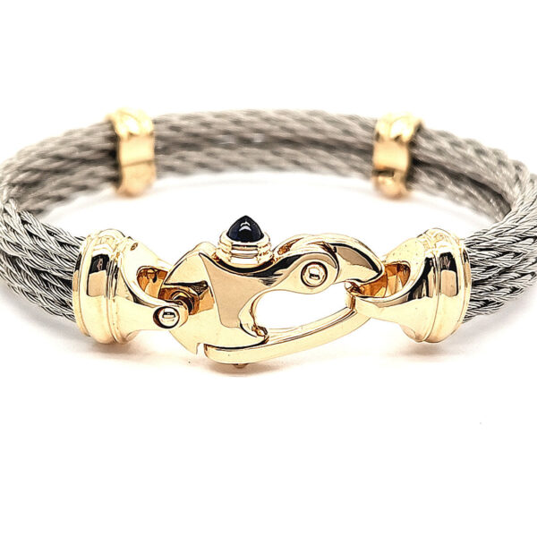 Nouveau Braid® 4.5mm Double Cable Bracelet with 14K Gold Mariner's Clasp® and Caps - Image 4