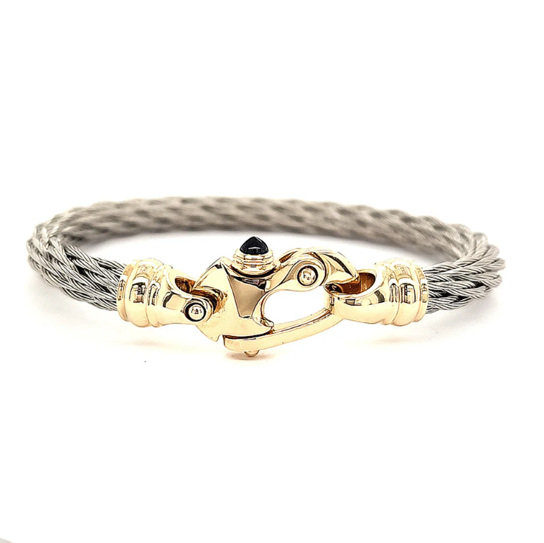 Cable Bracelet with 14K Yellow Gold Mariner’s Clasp®