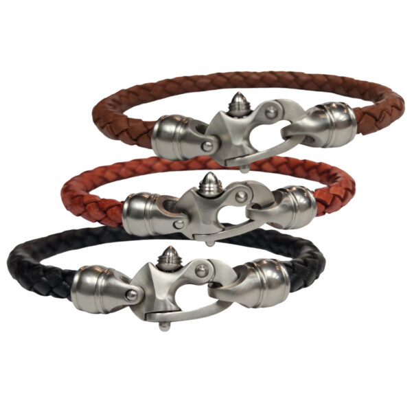 Leather 6mm Threaded Caps w/Stainless Mariner's Clasp® - Image 2