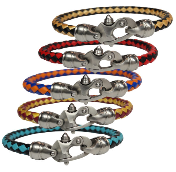 Leather 6mm Threaded Caps w/Stainless Mariner's Clasp® - Image 3