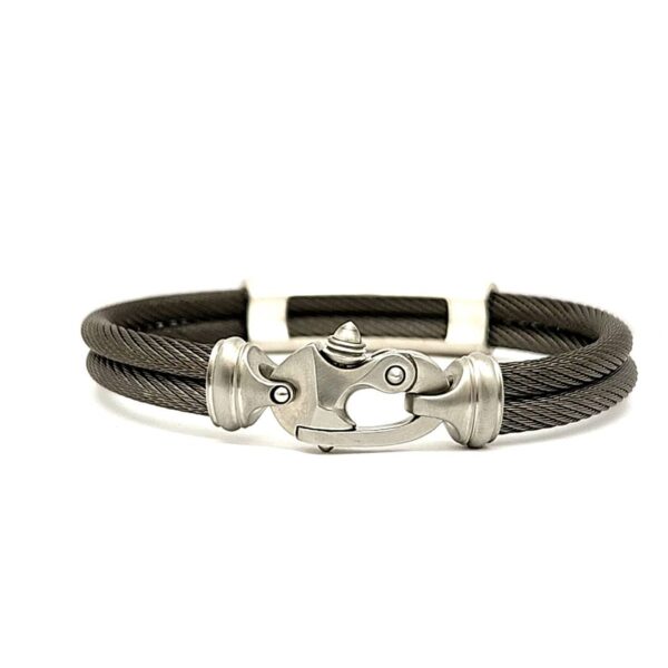 Live Wire 4.5mm Double Cable Bracelet with Silver Wahoo Bridge and Mariner's Clasp® - Image 2