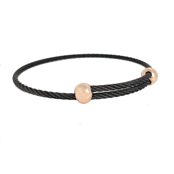 Titanium Memory Shape Cable Bracelet with 14kt Gold Accents - Image 5