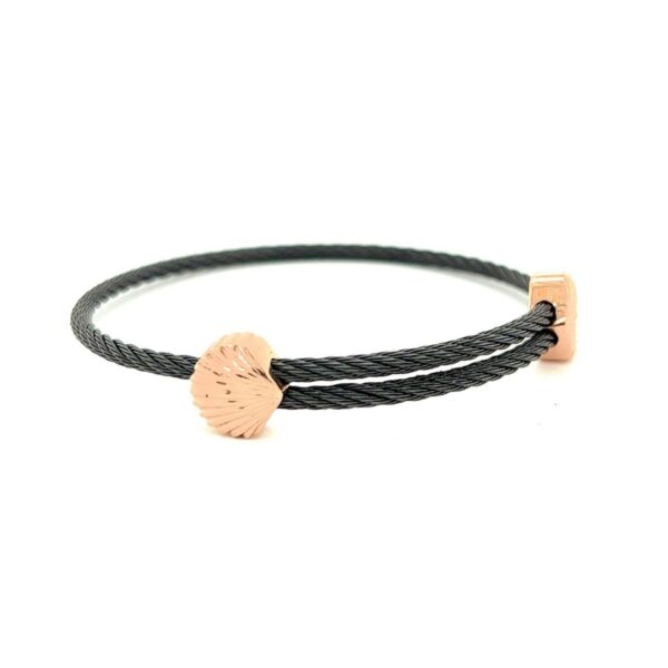 Titanium Memory Shape Cable Bracelet with 14kt Gold Accents - Image 9