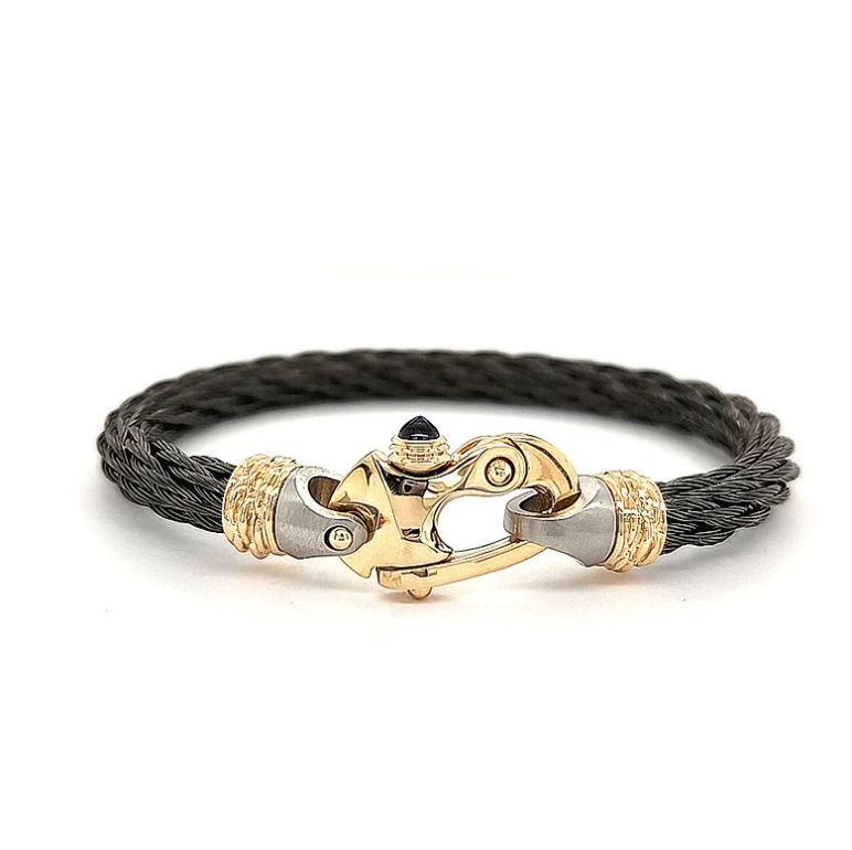 Nouveau Braid® 6.5mm Cable Bracelet with 14KT Gold Mariner’s Clasp® and 14KT Ferrules