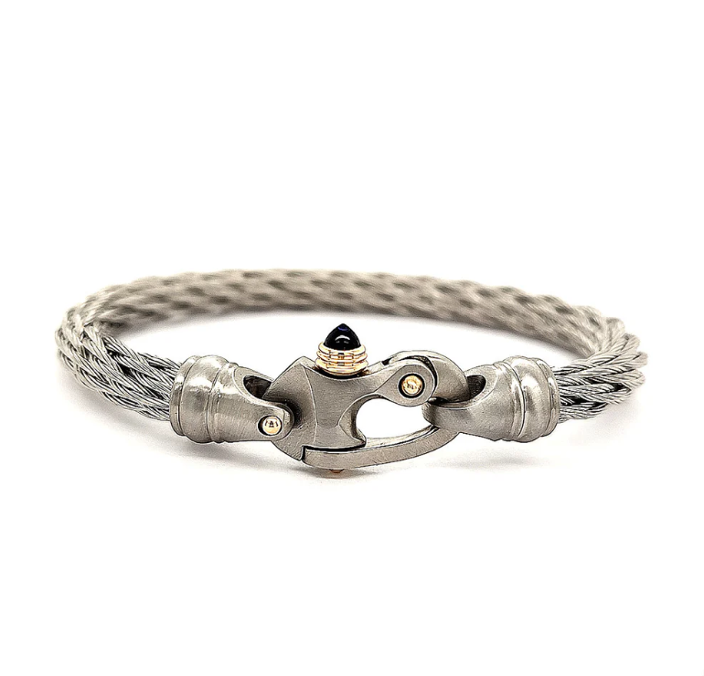 Nouveau Braid® 6.5mm Cable Bracelet with Mariner’s Clasp® and 14K Gold Accents