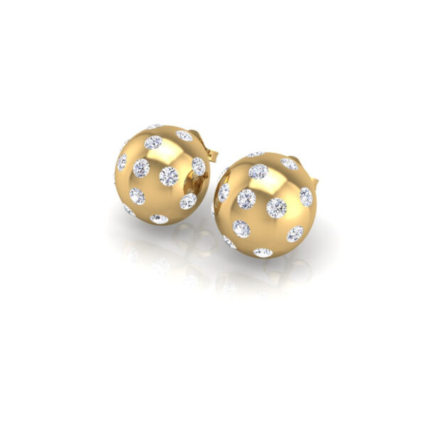 Pickleball Ball Earrings 14kt w/LG Diamonds 1.00CTW or .925 Silver w/CZ, with Posts - Image 2