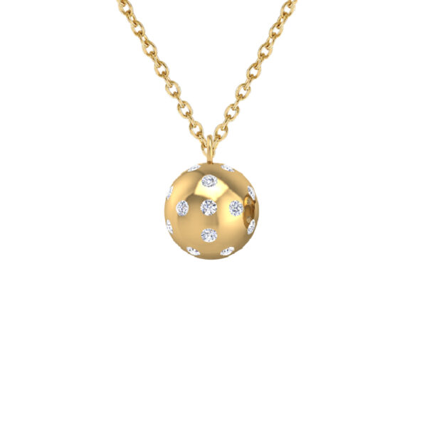 Pickleball Ball Pendant 14kt w/LG Diamonds .75CTW or .925 Silver w/CZ, Chain Included - Image 2