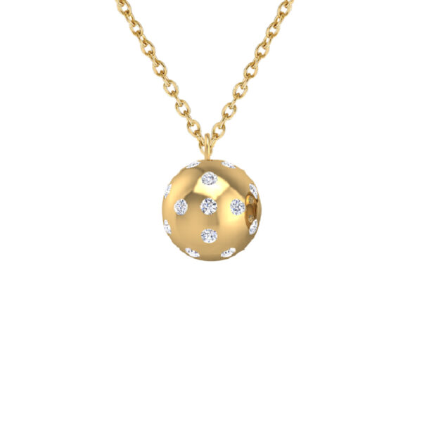 Pickleball Ball Pendant 14kt w/LG Diamonds 1.00CTW or .925 Silver w/CZ, Chain Included - Image 2