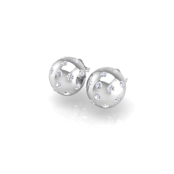 Pickleball Ball Earrings 14kt w/LG Diamonds 0.75CTW or .925 Silver w/CZ, w/Posts - Image 2