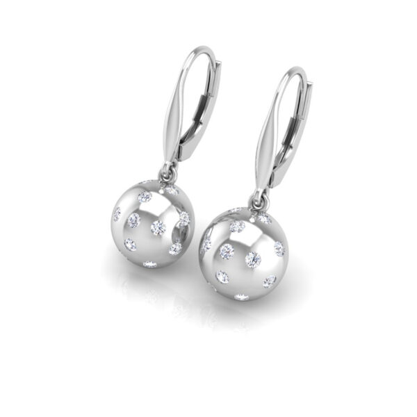 Pickleball Ball Earrings 14kt w/LG Diamonds 0.50CTW or .925 Silver w/CZ, w/Lever Backs - Image 2