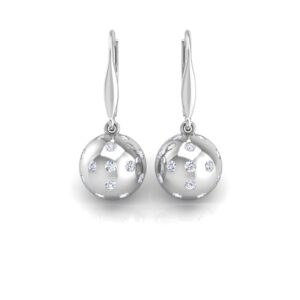 Pickleball Ball Earrings 14kt w/LG Diamonds 0.75CTW or .925 Silver w/CZ, w/Lever Backs