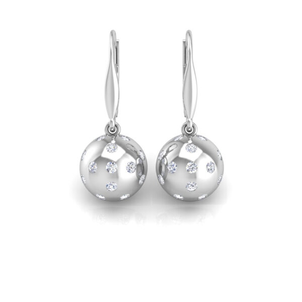 Pickleball Ball Earrings 14kt w/LG Diamonds 0.75CTW or .925 Silver w/CZ, w/Lever Backs