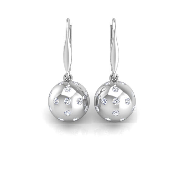 Pickleball Ball Earrings 14kt w/LG Diamonds 1.00CTW or .925 Silver w/CZ, w/Lever Backs - Image 2