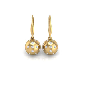 Pickleball Ball Earrings 14kt w/LG Diamonds 1.00CTW or .925 Silver w/CZ, w/Lever Backs