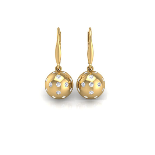 Pickleball Ball Earrings 14kt w/LG Diamonds 1.00CTW or .925 Silver w/CZ, w/Lever Backs