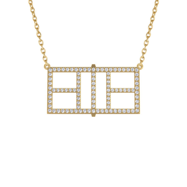 Pickleball Court Horizontal 14kt w/LG Diamonds or .925 Silver w/CZ w/Adjustable 16/18" Chain