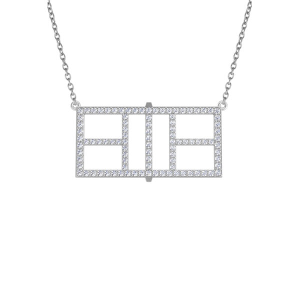 Pickleball Court Horizontal 14kt w/LG Diamonds or .925 Silver w/CZ w/Adjustable 16/18" Chain - Image 2