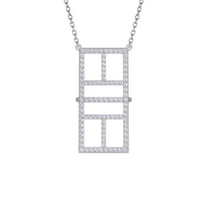 Pickleball Court Vertical 14kt w/LG Diamonds or .925 Silver w/CZ, w/Adjustable 16/18" Chain