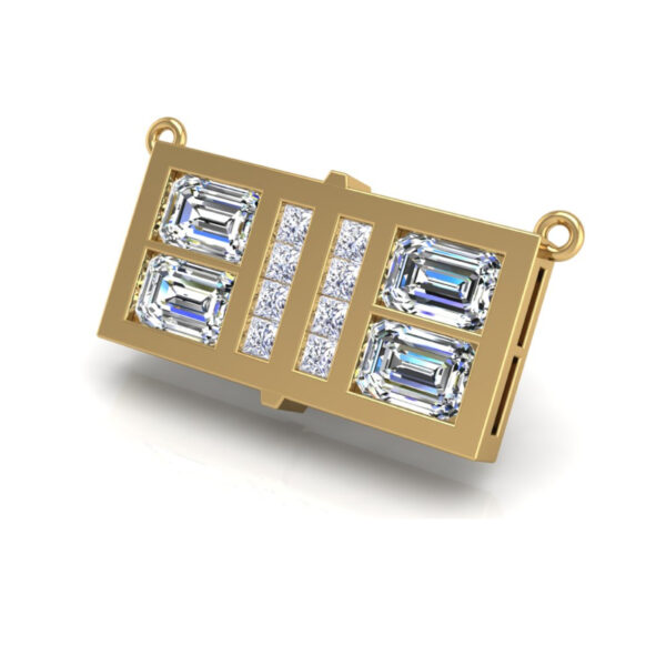 Pickleball Court Necklace 14kt w/Emerald cut and Princess cut LG Diamonds or .925 Silver w/CZ, w/attached Chain - Image 4
