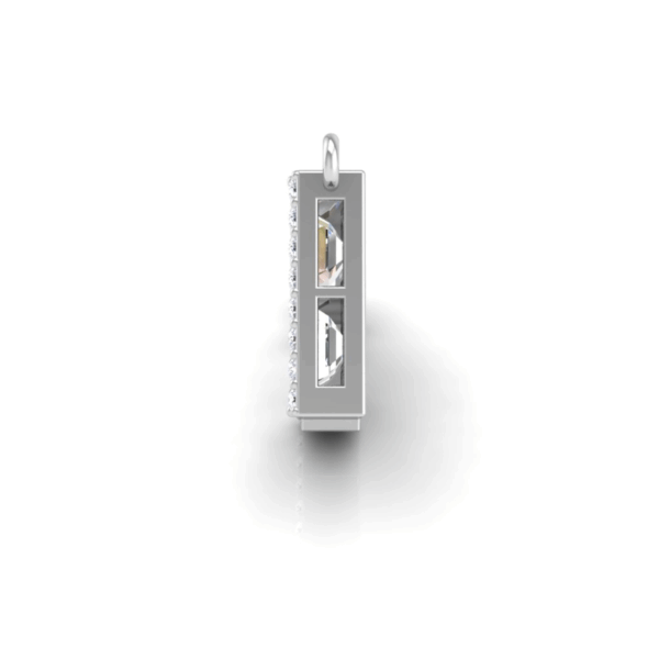 Pickleball Court Necklace 14kt w/LG Dia Frame & Emer cut and Prin cut LG Dia or .925 Silver w/CZ, w/attached Chain - Image 6