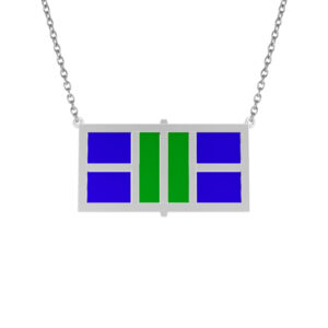 Pickleball Court Horizontal Necklace w/Enameled Centers with attached adjustable 16/18" chain