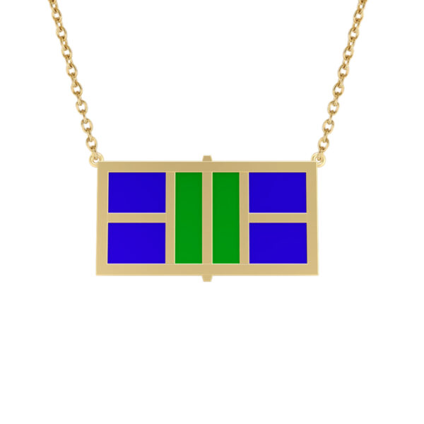 Pickleball Court Horizontal Necklace w/Enameled Centers with attached adjustable 16/18" chain - Image 2